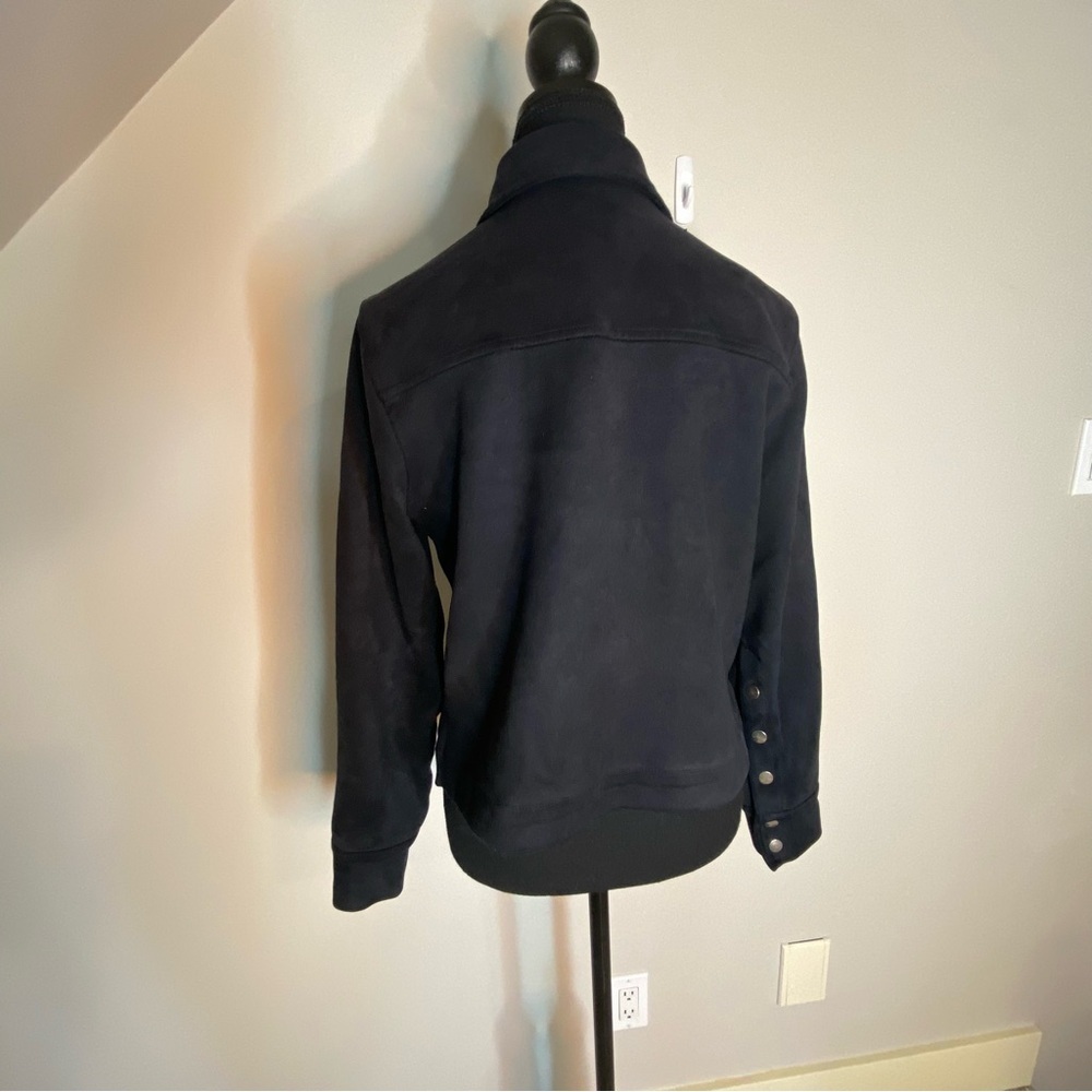 DIP Black Microsuede Jacket Crop Biker Moto Snaps Pockets Lightweight Sz Medium - Picture 6 of 10